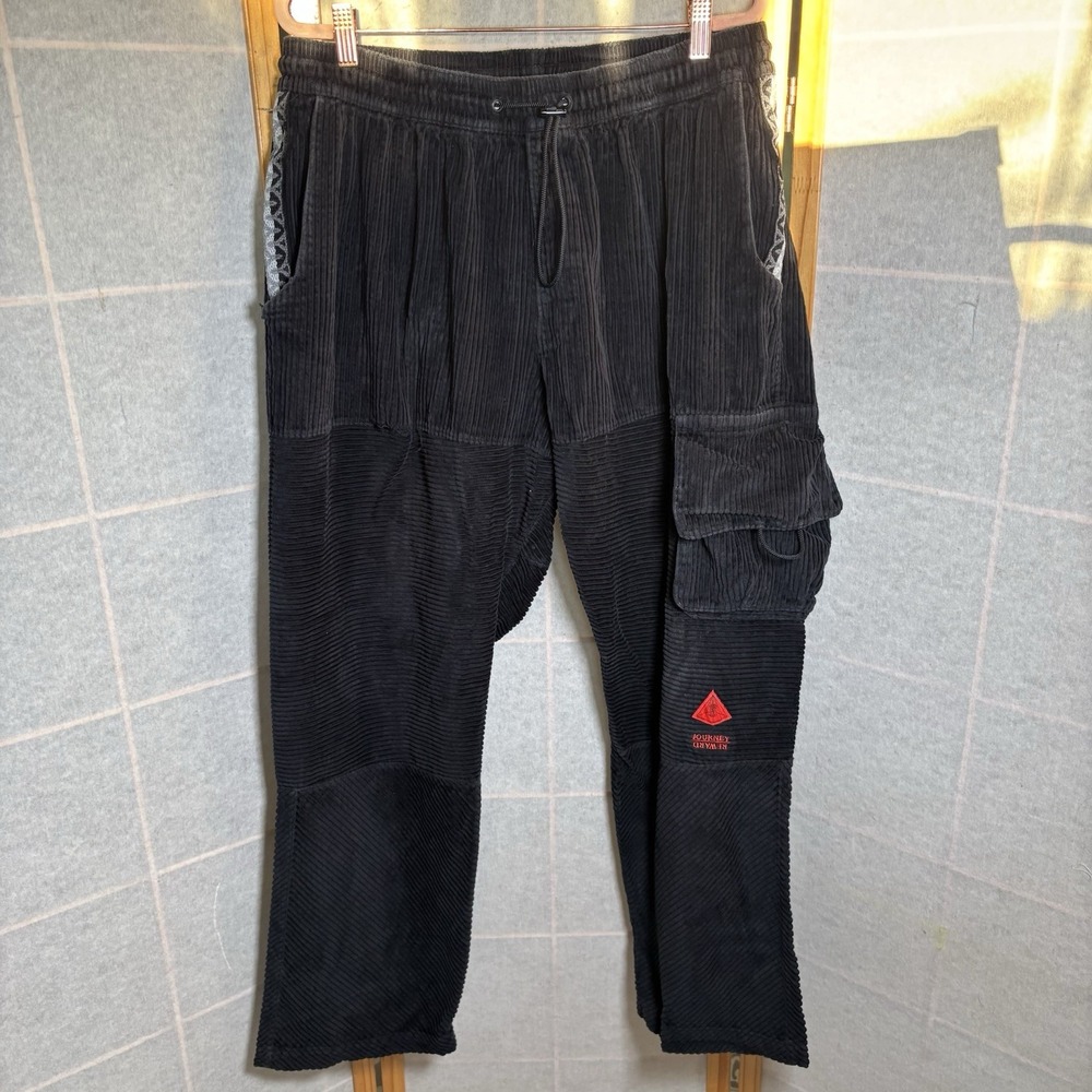 Nike Black Corduroy Cotton Loose Fit Cargo Kyrie Irving Pants Mens Size XL